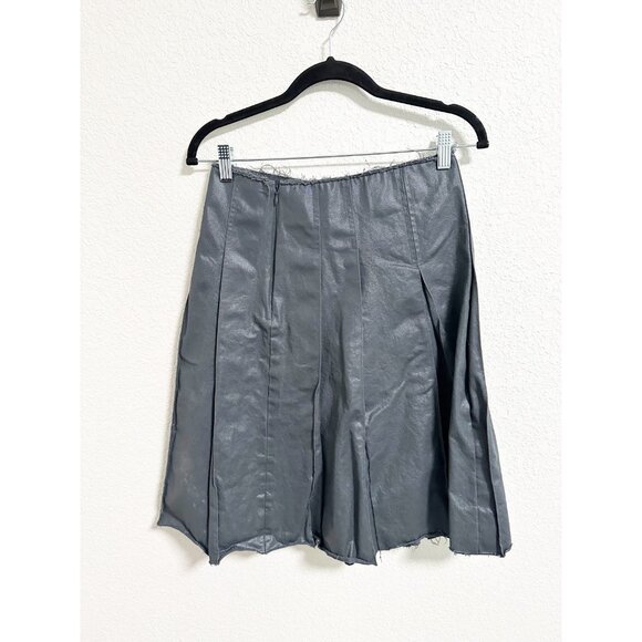 Geel Womens Sammie Pleated Skirt Low Rise Waxy Raw Edge Midnight Black Size XS - Picture 3 of 4